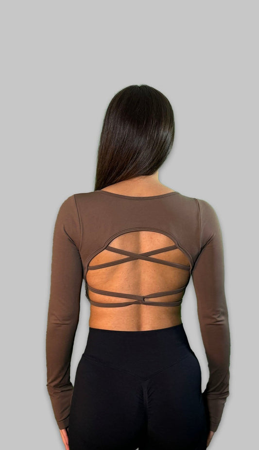 Backless Long sleeve in BOLD BROWN